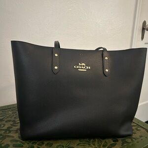 Coach Black Leather Tote Bag